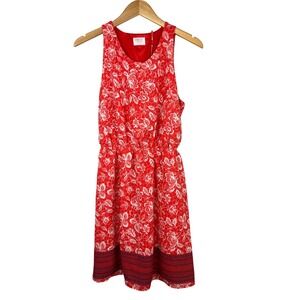 Sienna Sky Red Floral Sleeveless Mini Dress Open Back Elastic Waist Womens L